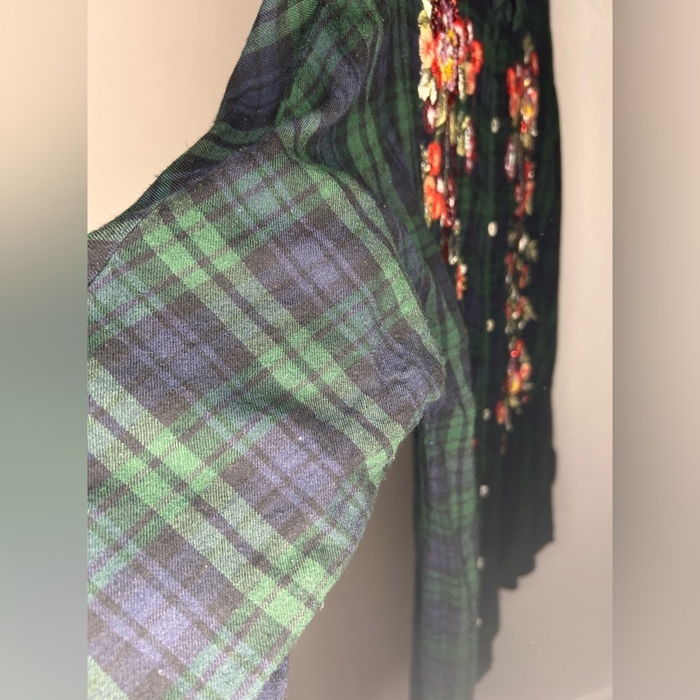 Zara Embroidered Plaid Long Sleeve Shirt - Picture 6 of 7